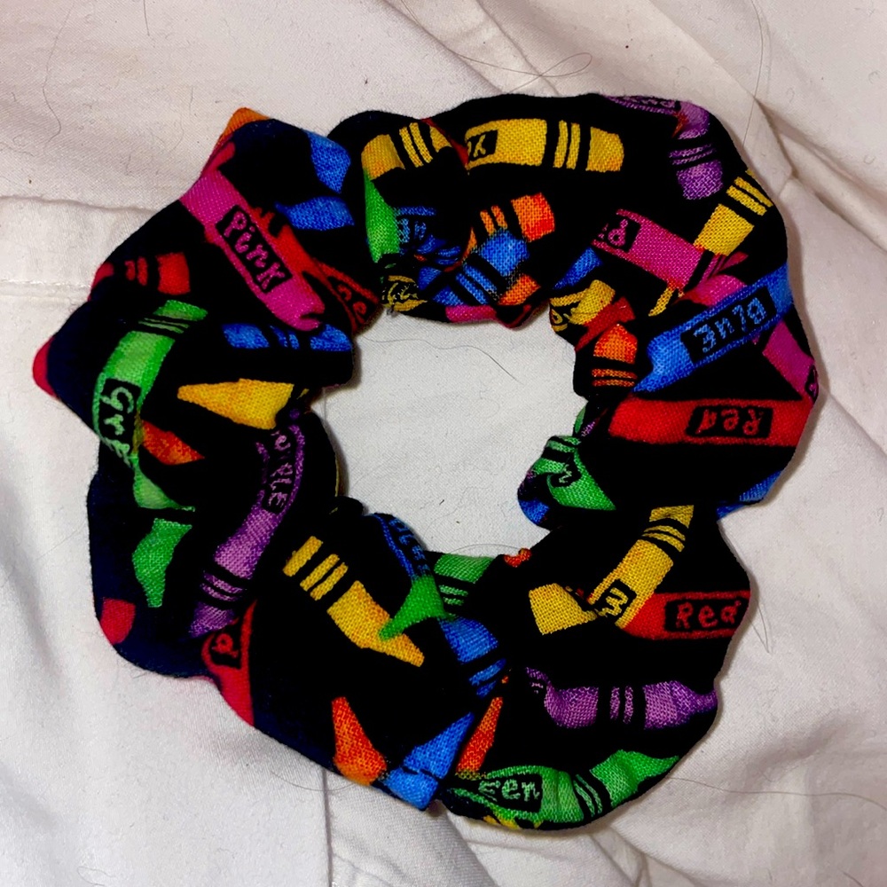Scrunchie Hair Tie, Crayons, Cotton, Standard Size, Handmade Accessory